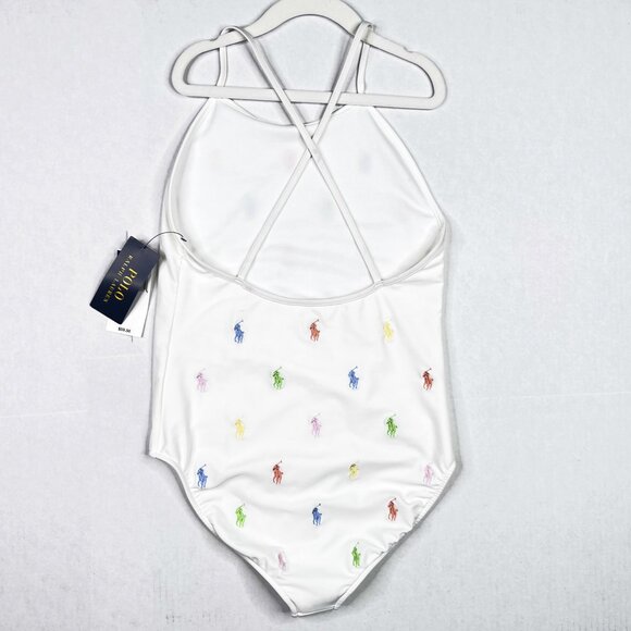 Polo Ralph Lauren Polo Pony One-Piece Swimsuit in Rainbow Big Kid Size 12 - NWT - Picture 5 of 8